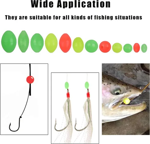 Miniatura 6 de Surtido de cuentas de pesca, 1000 unidades, huevos de cebo de pesca, plástico suave, ovalada, forma redonda, cuentas de brillo, mezcla
