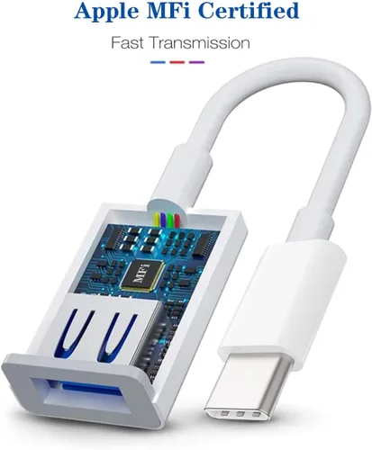 Miniatura 2 de Adaptador USB-C a USB para iPhone 15, 16, 17, MacBook Pro Air 2025, iMac iPad mini Pro, compatible con convertidor de cable USB OTG certificado MFi