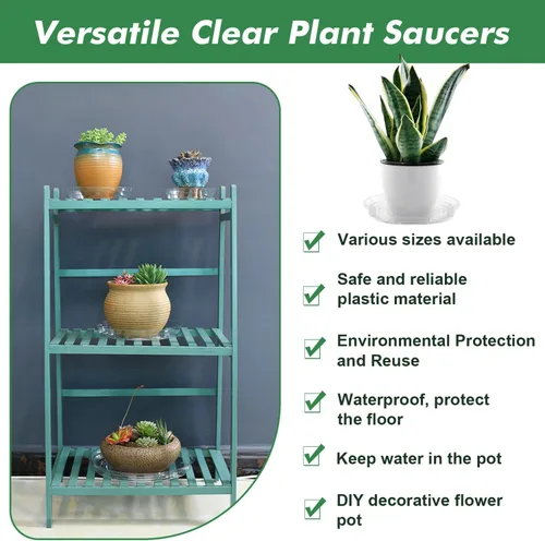 Miniatura 6 de Paquete de 36 platillos transparentes para plantas en interiores (4, 6, 8, 10, 12, 14 pulgadas), platillos para macetas para plantas en maceta