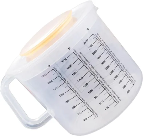 UPKOCH Tazón de mezcla con tapa, tazas de café de plástico con tapas, jarra de agua de plástico, dispensador de mezcla para panqueques, taza para
