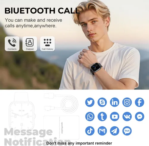 Miniatura 2 de MFVLP Smart Watch for Men Women, 1.83" HD Touchscreen Fitness Watch with Bluetooth Call&Message Notifications, 110+Sport Modes, 24/7 Heart