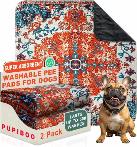 PUPIBOO Almohadillas lavables para orina para perros y gatos - Almohadillas de entrenamiento para cachorros reutilizables súper absorbentes - 100%