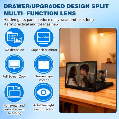 Miniatura 5 de Lupa de pantalla para teléfono celular, Lupa 3D HD con proyector de pantalla agrandada para películas, videos y juegos, soporte de teléfono plegable