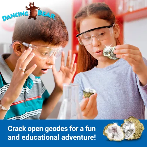 Miniatura 10 de DANCING BEAR 25 Rompe tus propias geodas, (Mediana 1-1.5") 90% hueca, ¡Abre y descubre asombrosos cristales sorpresa dentro! Información educativa e