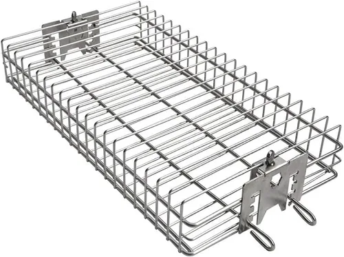Onlyfire 6042 Canasta plana para asador con revestimiento de cromo de acero para la mayoría de las parrillas, se ajusta a espetos hexagonales de
