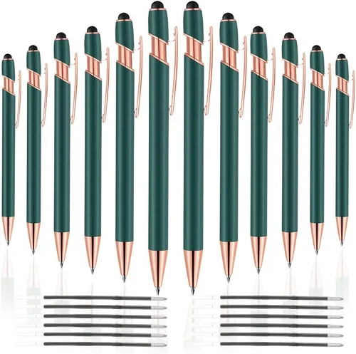 Miniatura 17 de 12 PCS Bolígrafos 2 en 1 con Punta Stylus, Bolígrafo de Metal con Tinta Negra de 1.0 mm, Stylus para Pantallas Táctiles (Oro Rosa y Azul Claro)