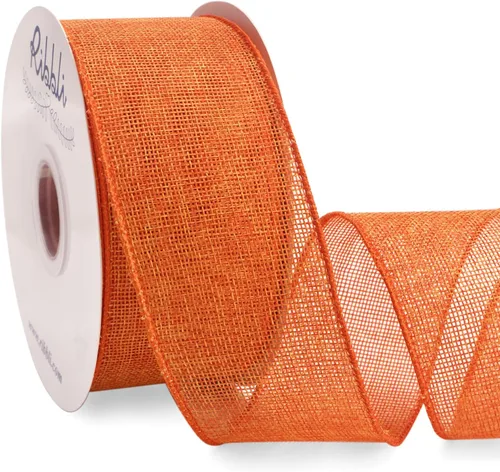Miniatura 18 de Ribbli Cinta de arpillera natural con alambre, 1 pulgada x 20 yardas continuas, cinta de borde con alambre para coronas, lazos grandes, decoración