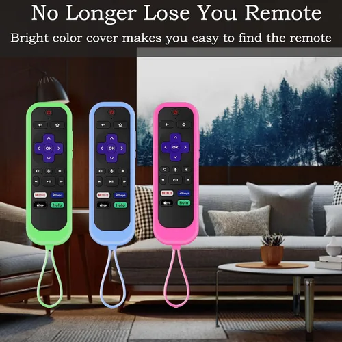 Miniatura 7 de Juego de 3 fundas para controles remotos Westinghouse Roku TV Onn Roku TCL Hisense Roku Funda protectora de silicona universal para Roku Remote