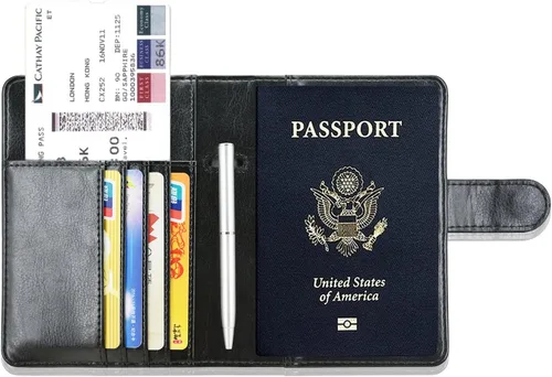Miniatura 3 de Funda para pasaporte ACdream, piel de calidad superior, cartera con bloqueo RFID