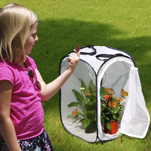 Miniatura 2 de RESTCLOUD - Jaula de hábitat para insectos y mariposas, 23.6 pulgadas de alto Blanco con negro