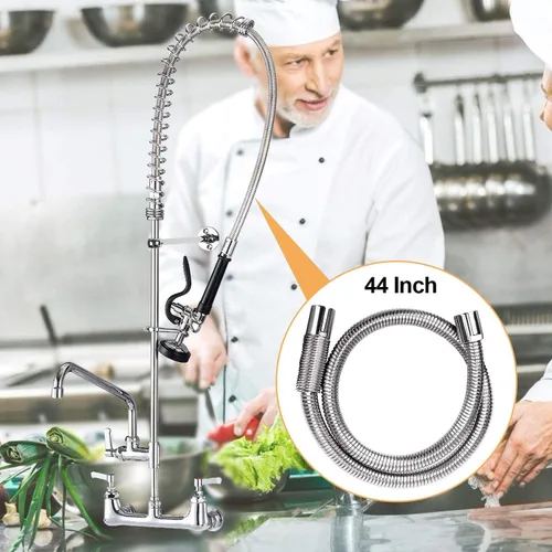 Miniatura 2 de Manguera de preenjuague de 44 pulgadas, kit de repuesto de manguera de acero inoxidable flexible para fregadero de cocina comercial en fregaderos