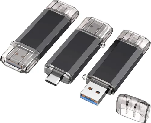 Vansuny Paquete de 3 unidades de memoria USB C de 32 GB 2 en 1 OTG USB 3.0 + USB C Memory Stick con llavero Dual Tipo C Thumb Drive Photo Stick Jump