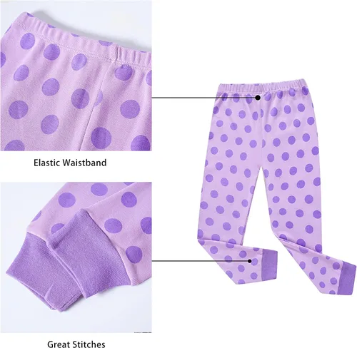 Miniatura 5 de KikizYe Conjunto de pijamas de manga larga para niñas pequeñas, 100% algodón