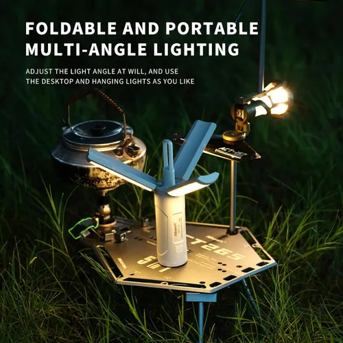 Miniatura 2 de Allspark - Luz de camping plegable recargable con soporte, impermeable, colgante LED, luces de tienda de campaña magnéticas, regulables, con trípode