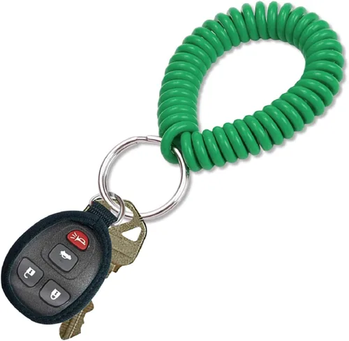 Miniatura 7 de Lucky Line - Resorte de muñeca en espiral de 2 pulgadas de diámetro con llavero de acero, multicolor, pulsera flexible para muñeca, se estira hasta