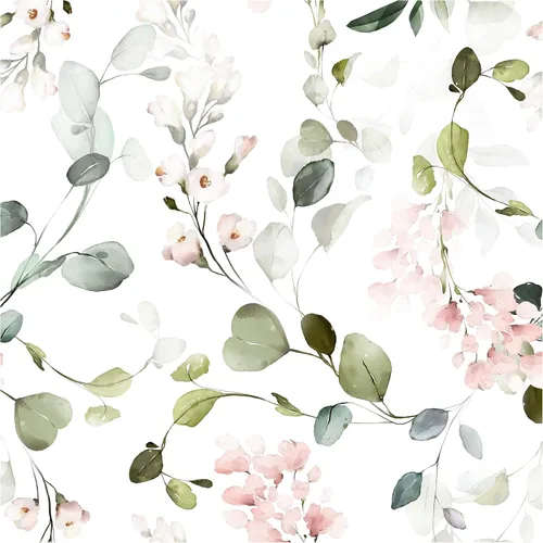 Miniatura 9 de Blooming Wall DPY53-D Papel pintado de rosas frescas de acuarela con hojas boho texturizadas despegar y pegar autoadhesivo papel pintado pre-pegado