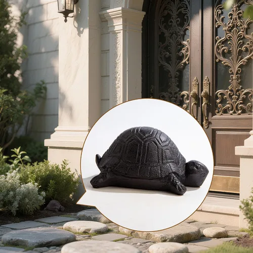 Miniatura 7 de BarGifts Oculta una llave fuera de la falsa llave de roca oculta aspecto de tortuga para jardín o patio, caja de almacenamiento secreta para llaves