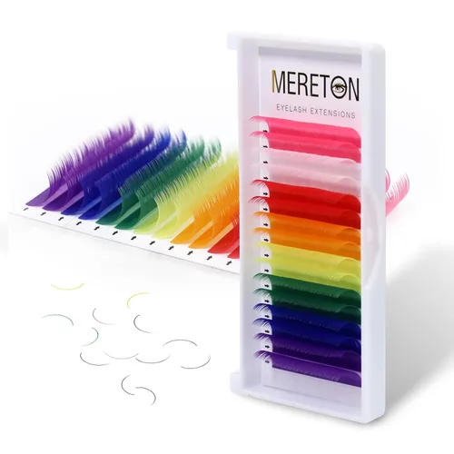 Extensiones de pestañas de 16 filas de colores, blanco, rosa, rojo, dorado, amarillo, verde, azul, morado, mezcla de color, 0.003 in, rizo D,
