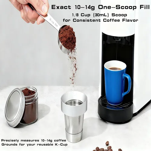 Miniatura 7 de Tazas K reutilizables a prueba de fugas con embudo de llenado de aluminio, cápsulas de café recargables de acero inoxidable 304, filtros universales