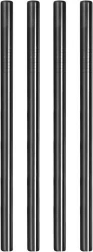 uxcell 4 popotes de metal reutilizables, de acero inoxidable de 9.5 pulgadas, para batido, té de burbujas, bebida fría (0.5 pulgadas de ancho, Negro