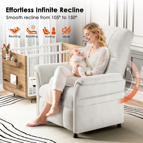 Miniatura 5 de AMADA HOMEFURNISHING Silla reclinable eléctrica para adultos, silla reclinable de felpilla moderna ajustable con bolsillos laterales, control