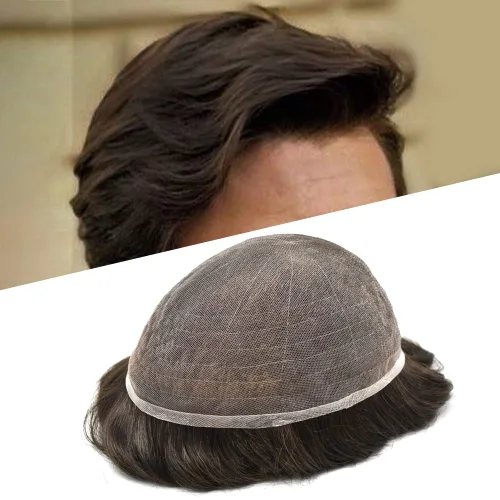Miniatura 114 de PUNRU HAIR Completo Swiss Lace Toupee para hombres Sistema de cabello humano real Sistema de reemplazo de cabello humano para hombre Toupee