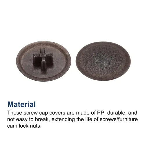 Miniatura 4 de uxcell Cubiertas de tapa de rosca, 80 piezas de 0.657 x 0.169 in de plástico para tornillos de rosca Phillips Cam Tornillo autorroscante, marrón café