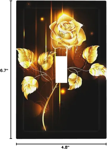 Miniatura 620 de Cubiertas de placa de pared de 3 gang con interruptor de luz de triple palanca, en negro y dorado con esplendor de oro rosa, estampado floral