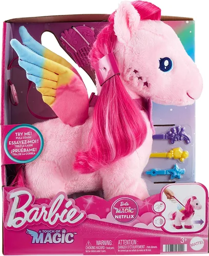 Miniatura 6 de Mattel Barbie A Touch of Magic - Juguete de peluche Pegaso Walk & Flutter, peluche para caminar de 11 pulgadas con accesorios para el cabello
