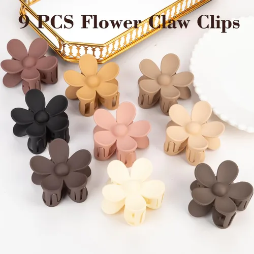 Miniatura 7 de Juego de 9 pinzas para el cabello mate: pinzas de metal antideslizantes grandes para cabello grueso y fino, 9 estilos con fuerte sujeción