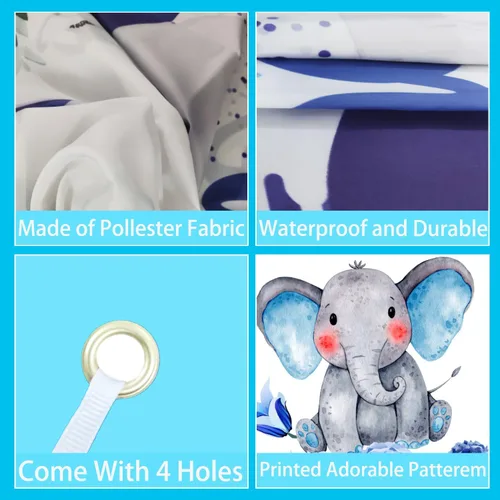 Miniatura 5 de Cartel de revelación de género con texto en inglés "I'm a Boy" para fiesta de baby shower, cabina de fotos, decoración de fondo de elefante azul