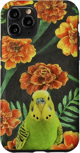 Miniatura 10 de iPhone XS Max Parakeet Budgie Orange Yellow Marigolds Flower Pattern Case