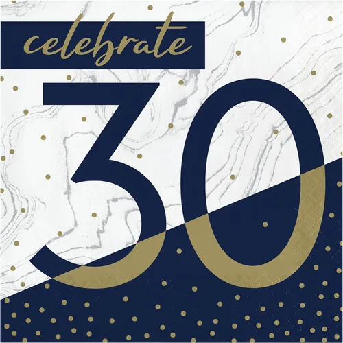 Miniatura 4 de Trendware Servilletas de cumpleaños número 18 azul marino y dorado, 48