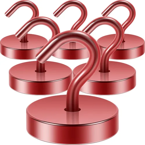 Miniatura 37 de Neosmuk Ganchos magnéticos extrafuertes con resistencia de más de 27 lbs, con imanes de tierras raras resistentes para refrigerador, crucero, Bronce