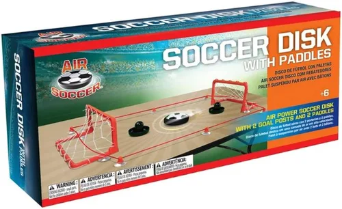 Air Soccer - Juego de pelota flotante de fútbol, juguetes para niños, juego de acción de mesa de fútbol acolchado, incluye 2 paletas y 2 postes de