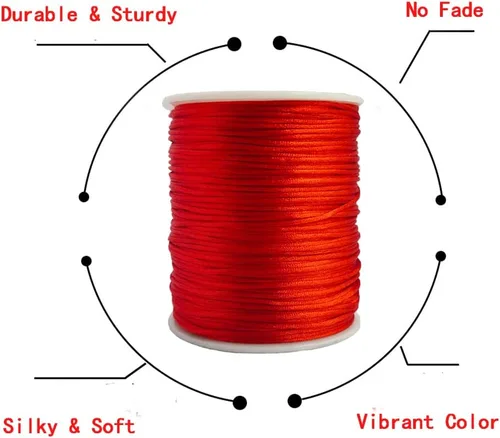 Miniatura 3 de 2.0 mm x 110 yardas de cordón de satén de nailon para abalorios, hilo trenzado para nudos chinos, rattail, macramé, pulseras, collares, fabricación