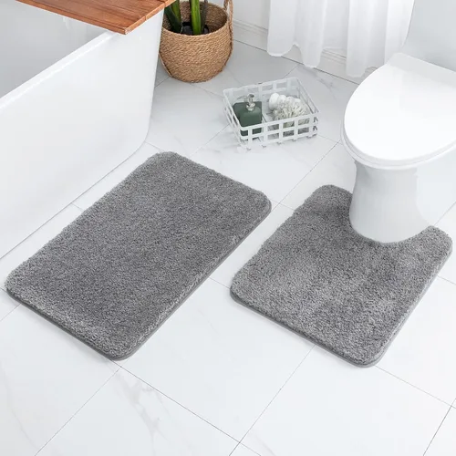 Miniatura 51 de MIULEE Juego de 2 alfombras de baño antideslizantes peludas extra gruesas y suaves, alfombrillas de baño de microfibra suave absorbente de agua