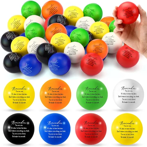 Miniatura 8 de Leitee 21 bolas motivacionales para el estrés, regalo de salud mental, bolas inspiradoras para aliviar el estrés con citas de aliento para terapia