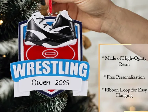Miniatura 3 de Adorno de Navidad personalizado de lucha libre 2026 Decoración personalizada para árbol de Navidad de luchador Regalo de recuerdo único