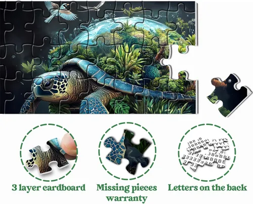Miniatura 5 de Rompecabezas de tortuga marina para adultos, 1000 piezas, rompecabezas de bosque de tortugas de la tierra, rompecabezas de fantasía, naturaleza