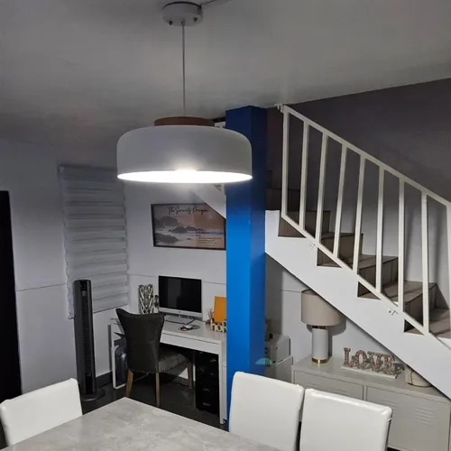 Miniatura 7 de Lámpara colgante grande, 17.7 pulgadas, tapa de madera natural, cable ajustable, lámpara de araña simple y moderna para comedor, mesa de cocina