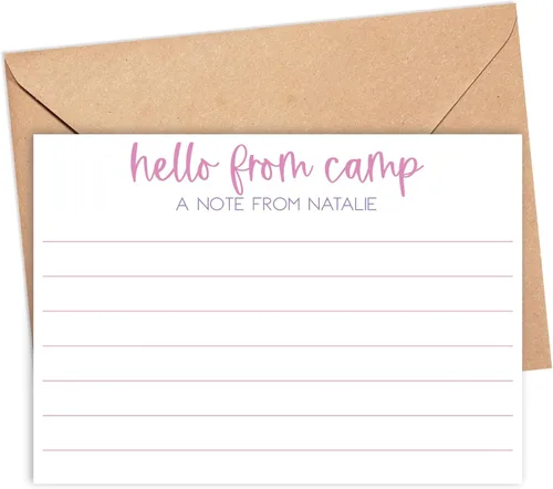 Miniatura 16 de Sleepaway - Tarjetas planas forradas para campistas, papelería para campamento de dormir para niños y niñas, juego de 10 tarjetas y sobres