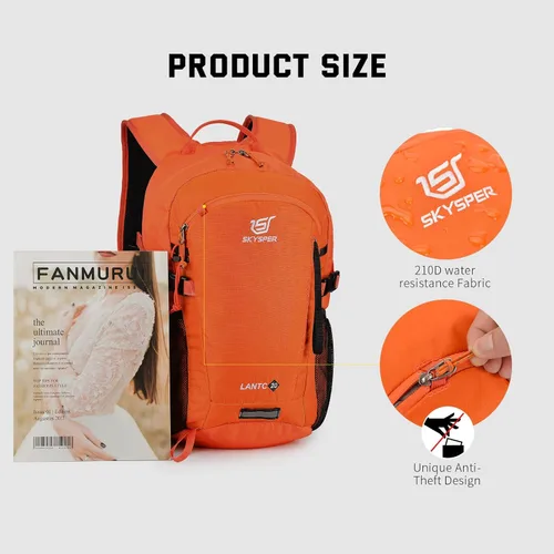 Miniatura 6 de SKYSPER Mochila pequeña para senderismo, 20 L, ligera, para viajes, mochila de senderismo de un día para mujeres y hombres Lantc20-naranja
