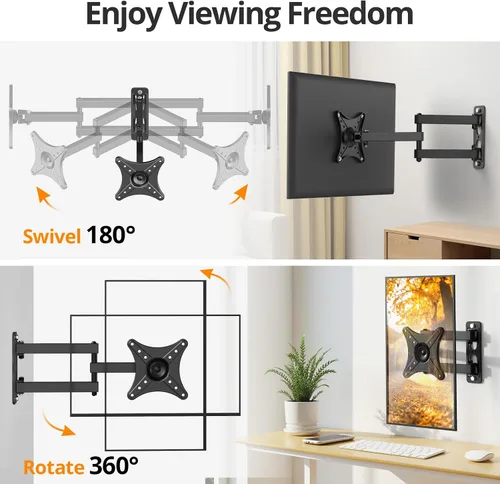 Miniatura 2 de IWORKBOARD Soporte de montaje en pared para monitor de TV de movimiento completo para la mayoría de pantallas curvadas LED LCD de 13 a 32 pulgadas