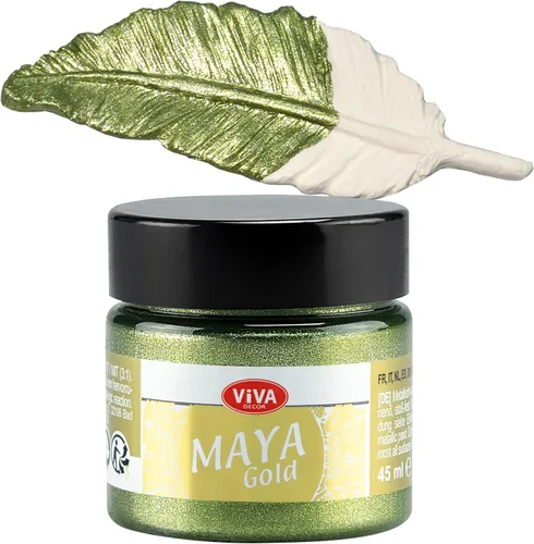 Miniatura 33 de Viva Decor Maya Gold (verde manzana) 1.52 onzas líquidas - Pintura acrílica metálica brillante para trabajos creativos en madera, vidrio