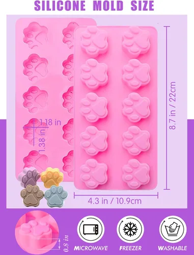 Miniatura 3 de Moldes de Silicona de Pata y Hueso de Cachorro, Moldes de Silicona Antiadherentes de Grado Alimenticio para Hornear, Cortadores de Galletas de Hueso