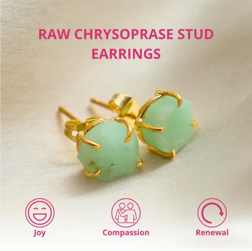 Miniatura 89 de Gempires Natural Raw Prong Setting Stud Earrings, 8-10 mm Crystals Earring, Handmade Jewelry, Gift for Her