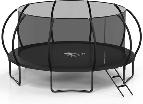 Miniatura 9 de Trampolín para exteriores, trampolines de 10 pies con red de cierre y escalera, trampolín recreativo redondo para niños y adultos con aprobación