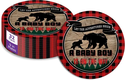 Miniatura 13 de Tree Lumberjack Outdoor - Juego de suministros para fiesta de cumpleaños, platos, servilletas, tazas, vajilla para 16