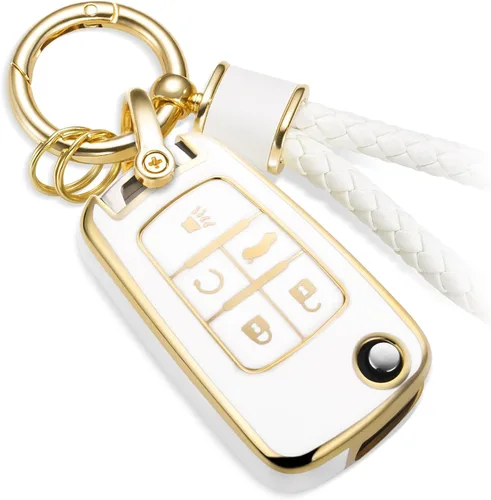 Miniatura 14 de Funda para llavero Nissan con llavero de cuerda trenzada de metal de lujo, funda suave mejorada para llave Nissan (solo 3 botones)